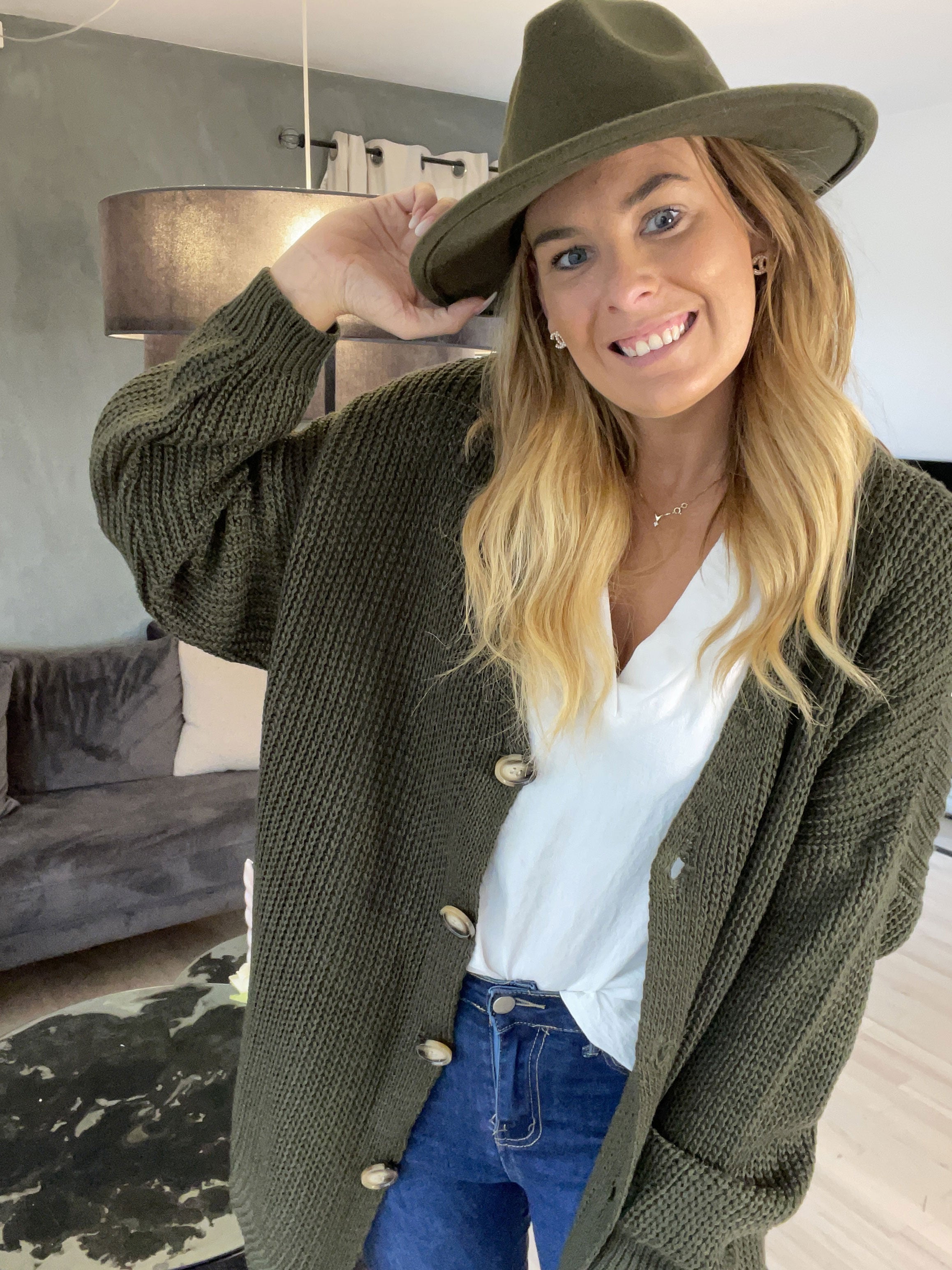 Millymy - Strikcardigan med store knapper